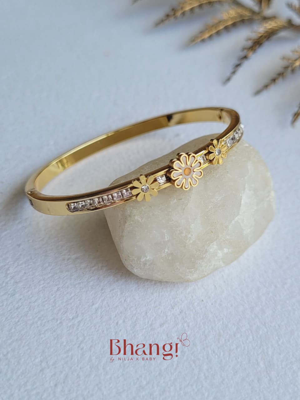 Petite Floral Charm Bangle