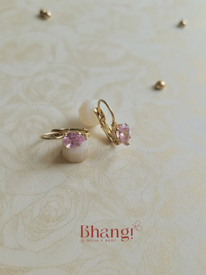 Tiny Pink Teardrop Crystal Earrings