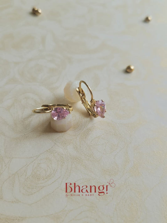 Tiny Pink Teardrop Crystal Earrings