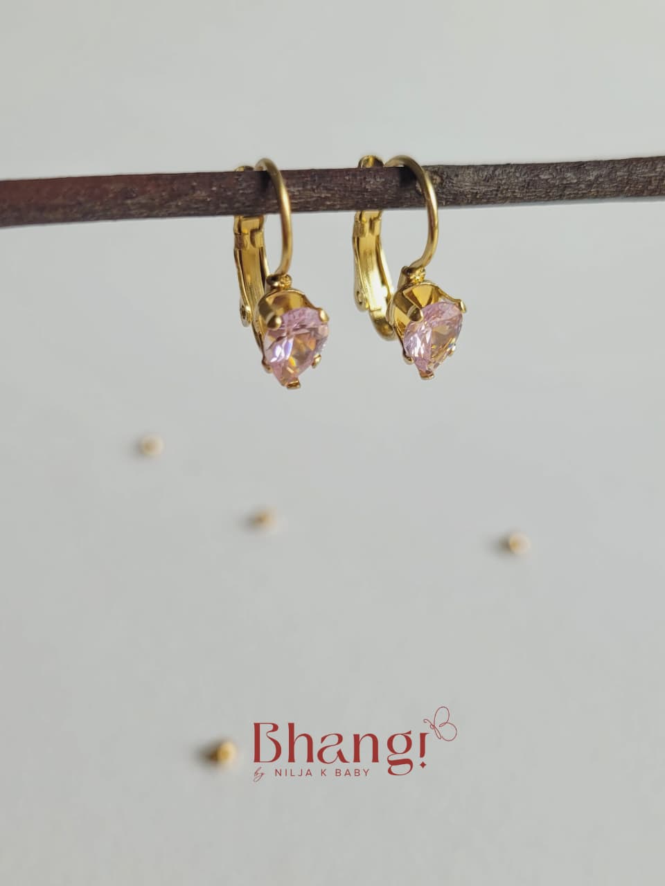 Tiny Pink Teardrop Crystal Earrings