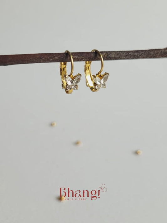 Tiny Crystal Butterfly Mini Hoop Earrings