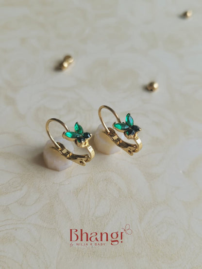 Tiny Butterfly Crystal Hoop Earrings