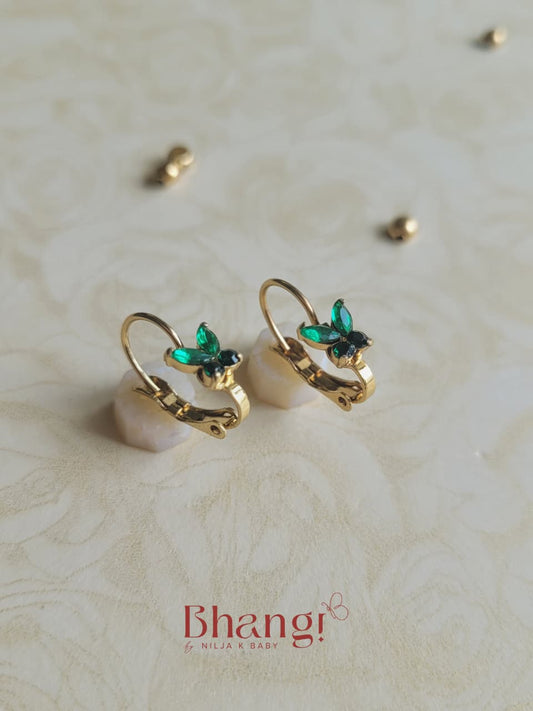 Tiny Butterfly Crystal Hoop Earrings