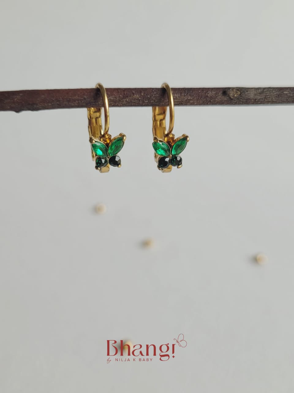 Tiny Butterfly Crystal Hoop Earrings
