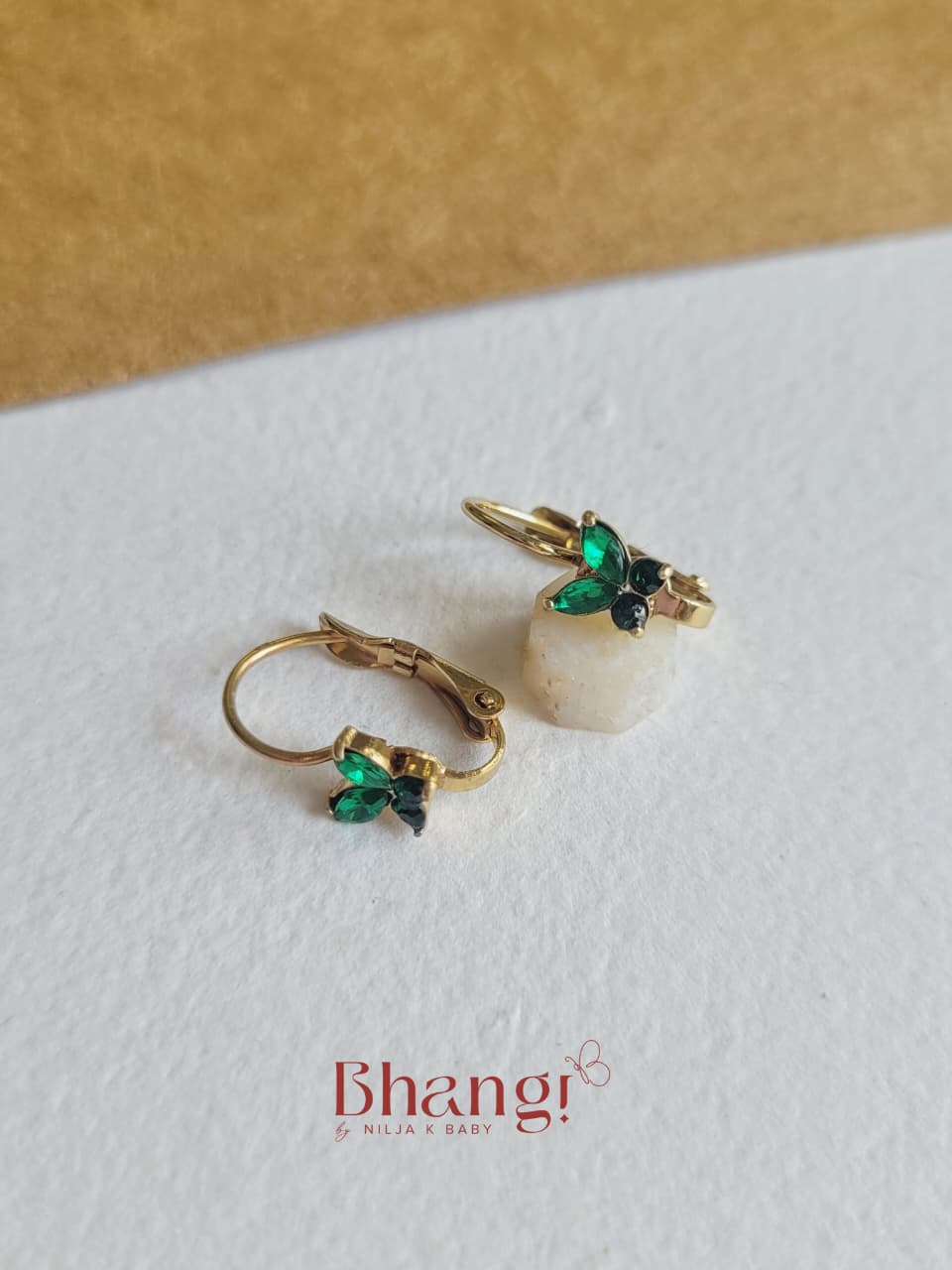 Tiny Butterfly Crystal Hoop Earrings