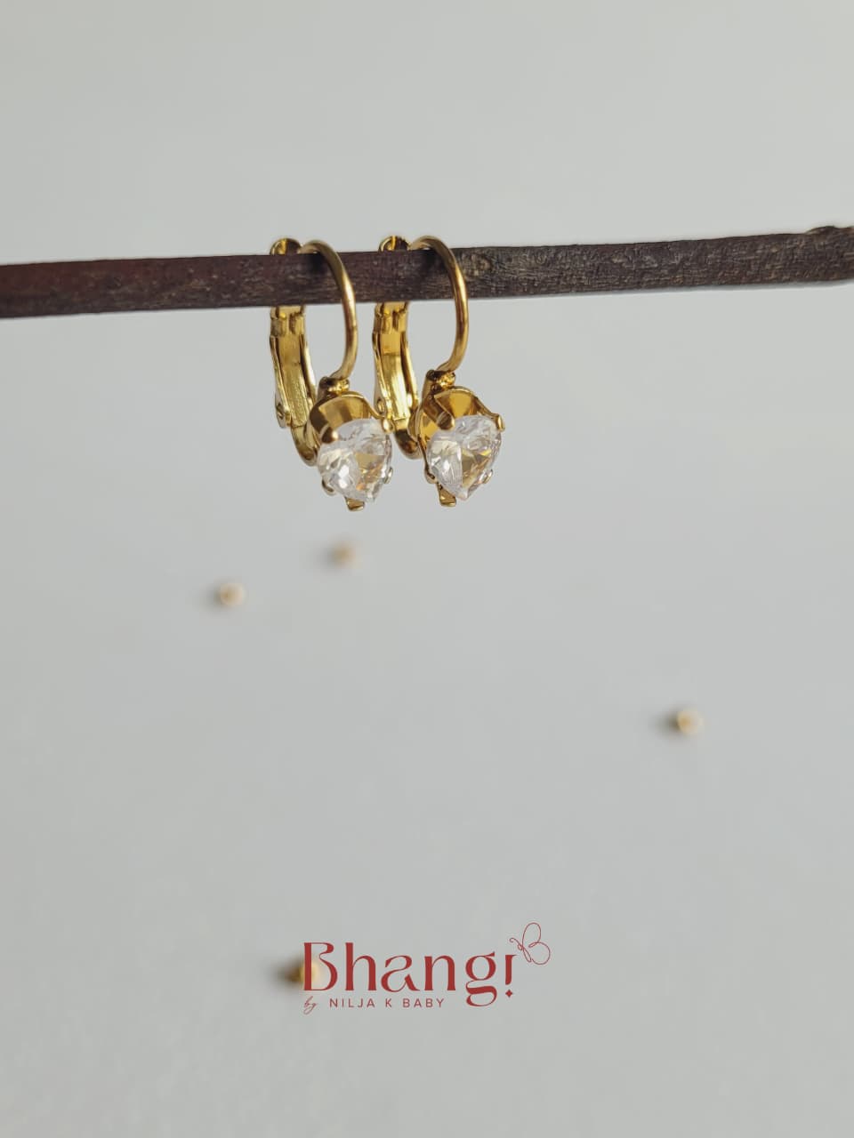 Tiny Crystal Teardrop Hoop Earrings
