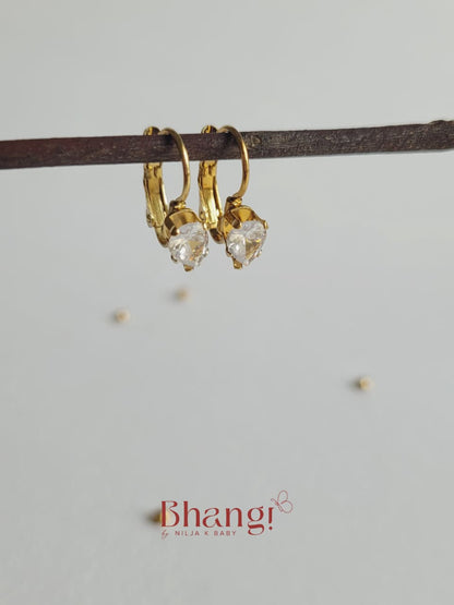 Tiny Crystal Teardrop Hoop Earrings