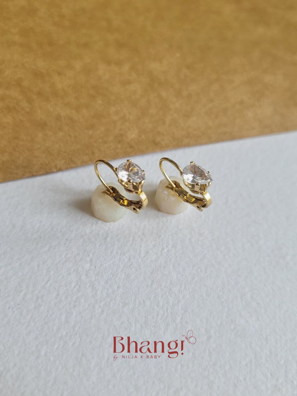 Tiny Crystal Teardrop Hoop Earrings