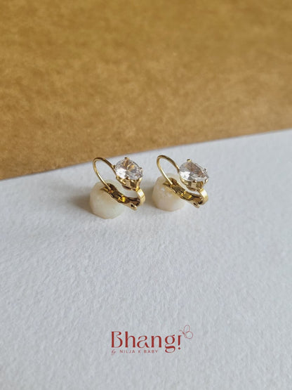 Tiny Crystal Teardrop Hoop Earrings