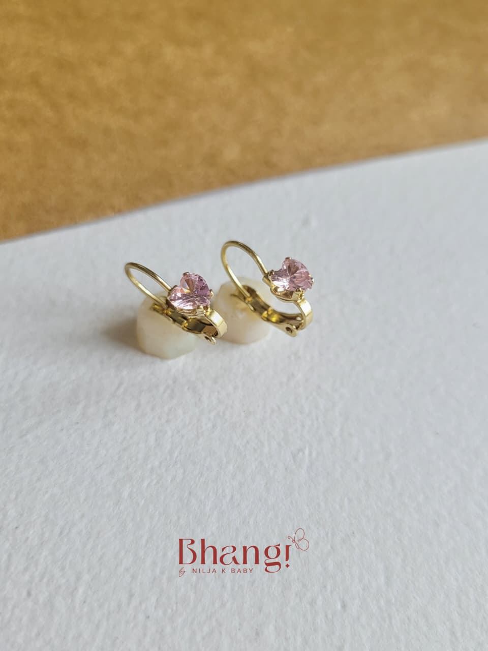 Tiny Pink Heart Crystal Earrings