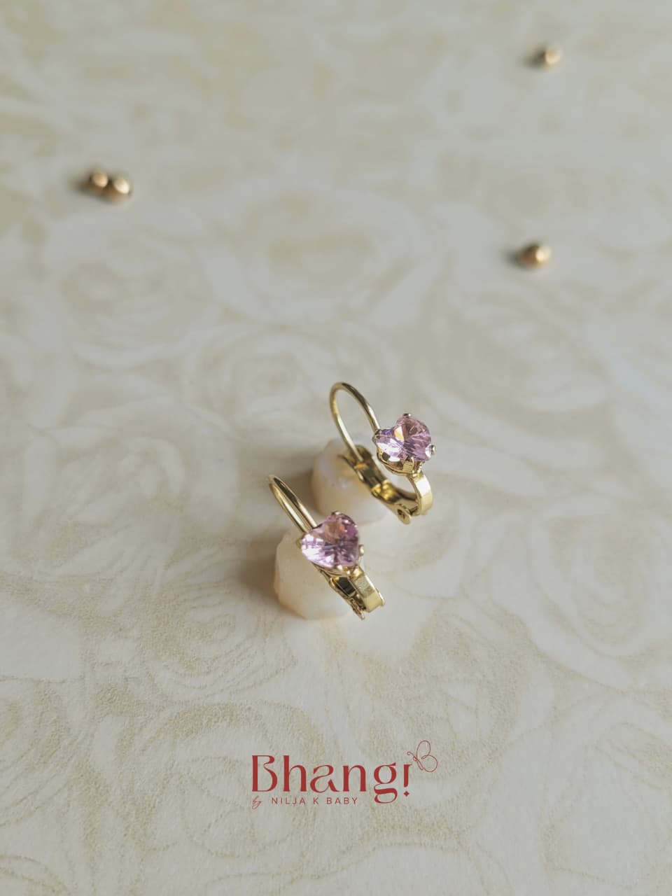 Tiny Pink Heart Crystal Earrings