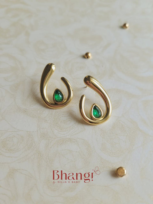 Emerald Teardrop Sculpted Earrings