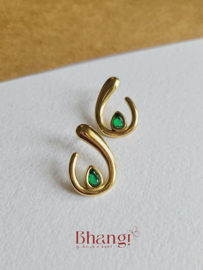 Emerald Teardrop Sculpted Earrings