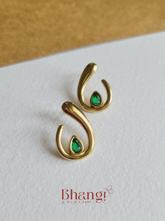 Emerald Teardrop Sculpted Earrings