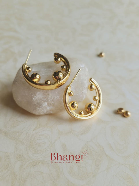 Golden Beaded Hoop Earrings