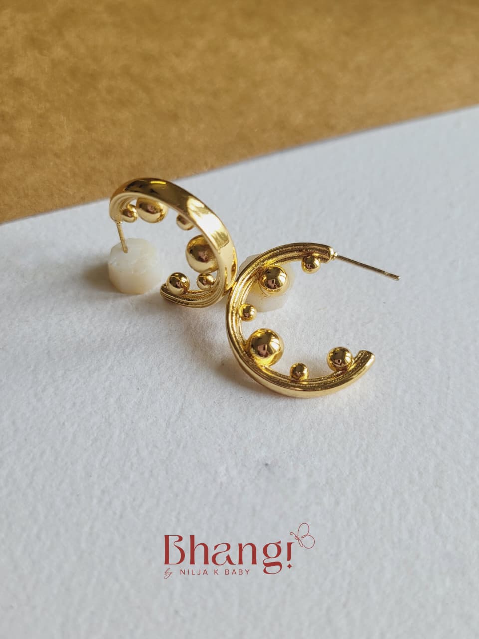 Golden Beaded Hoop Earrings