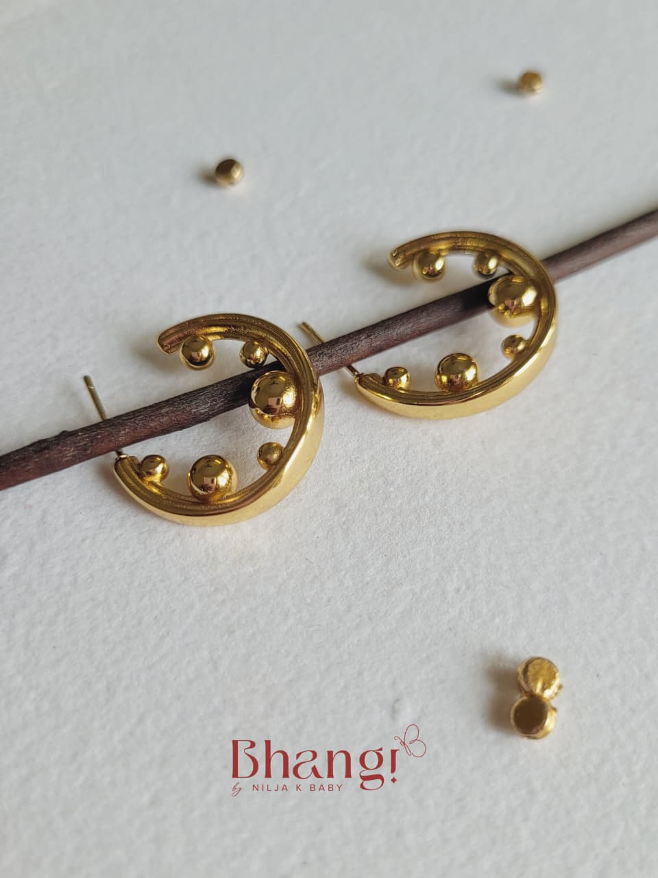 Golden Beaded Hoop Earrings