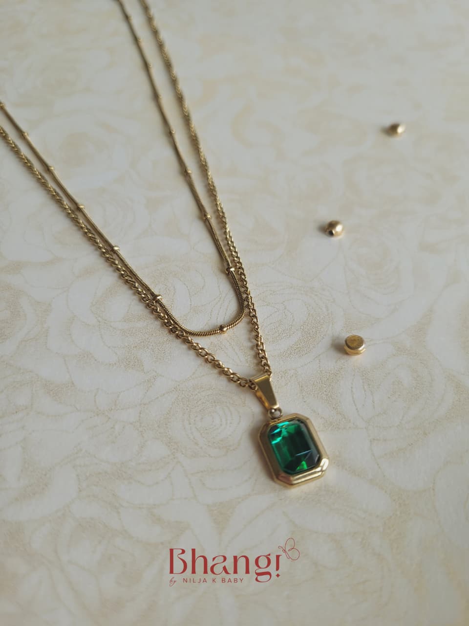 Emerald Luxe Geometric Pendant Necklace