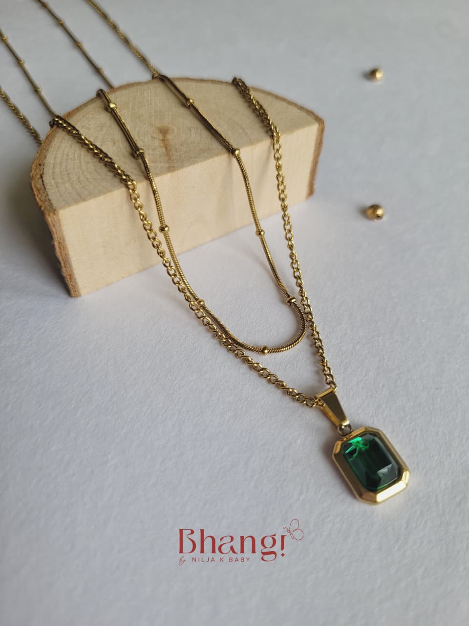 Emerald Luxe Geometric Pendant Necklace