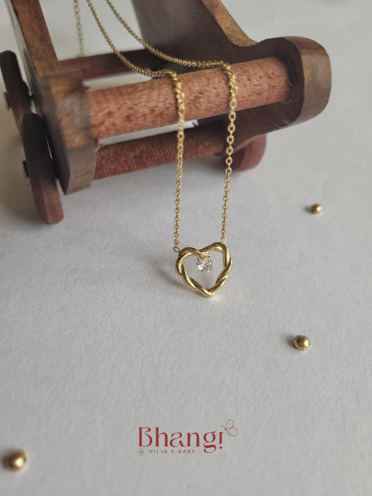 Twisted Heart Crystal Pendant Necklace