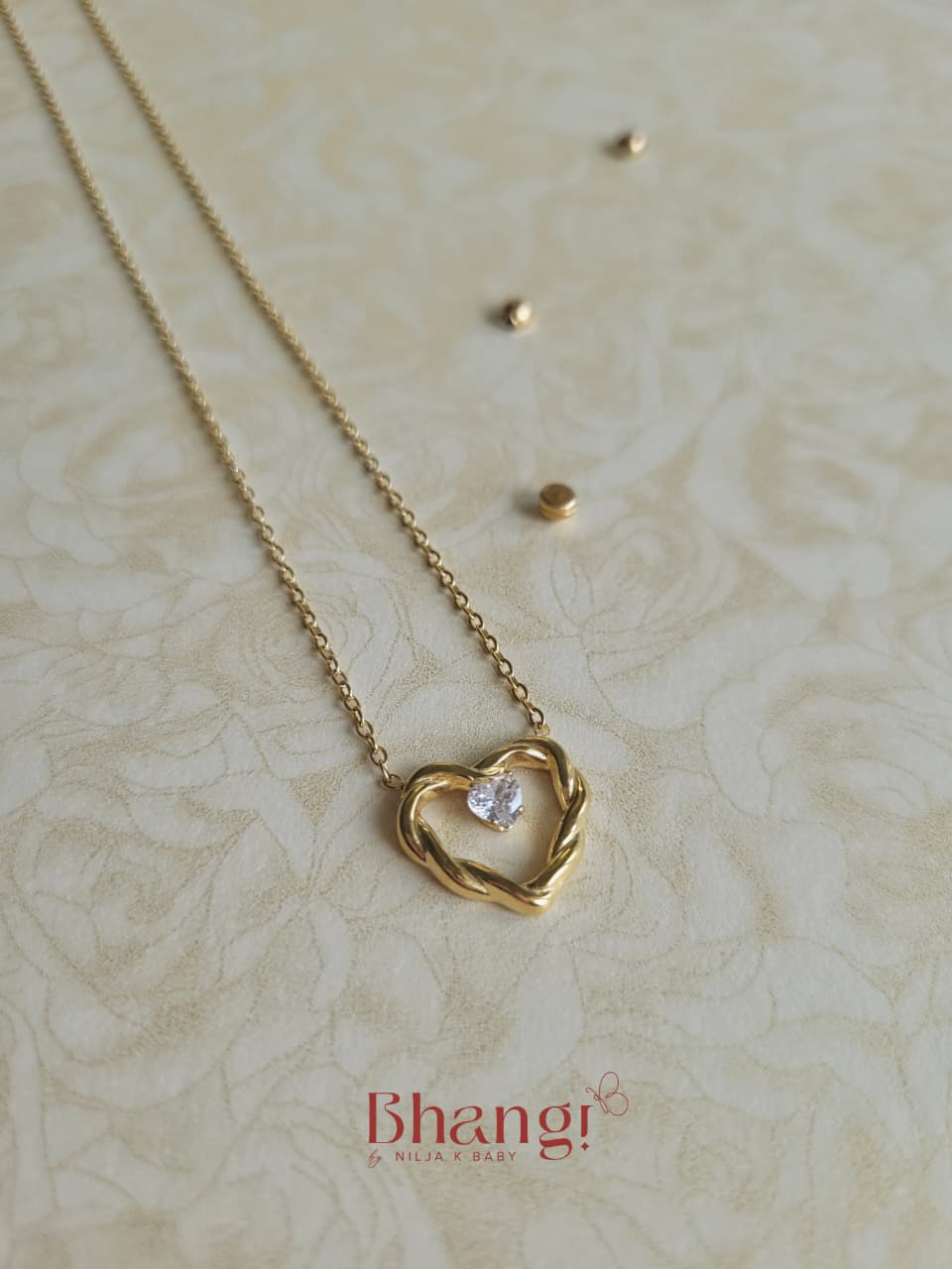 Twisted Heart Crystal Pendant Necklace