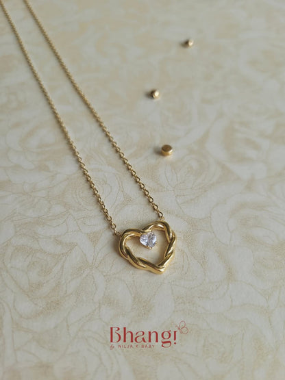 Twisted Heart Crystal Pendant Necklace