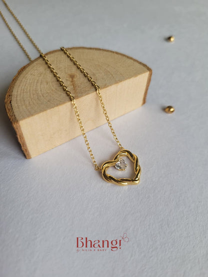 Twisted Heart Crystal Pendant Necklace