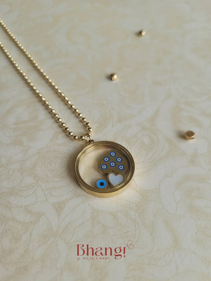 Evil Eye Floating Charm Pendant Necklace