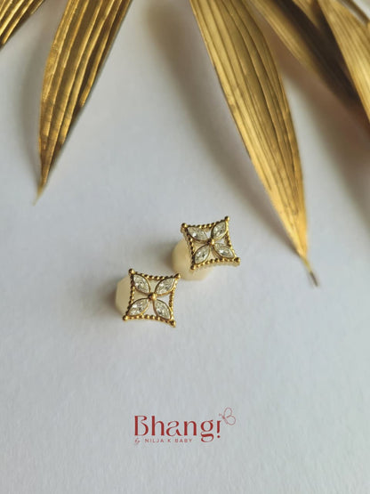 Golden Marquise Bloom Stud Earrings