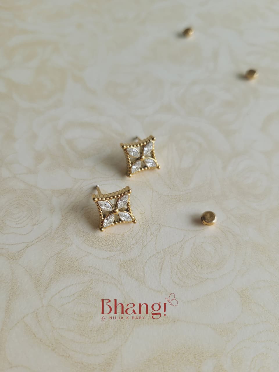 Golden Marquise Bloom Stud Earrings