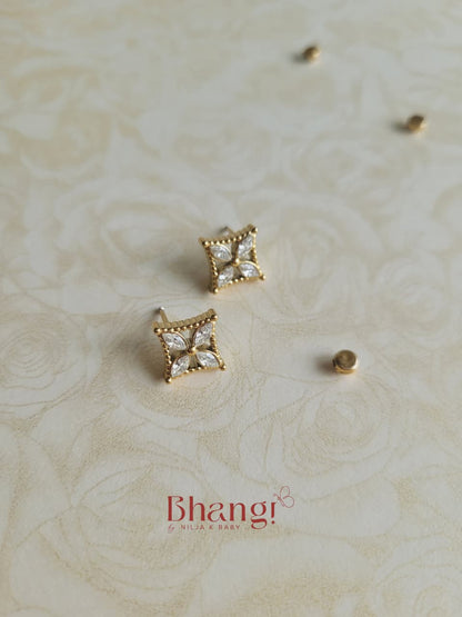 Golden Marquise Bloom Stud Earrings