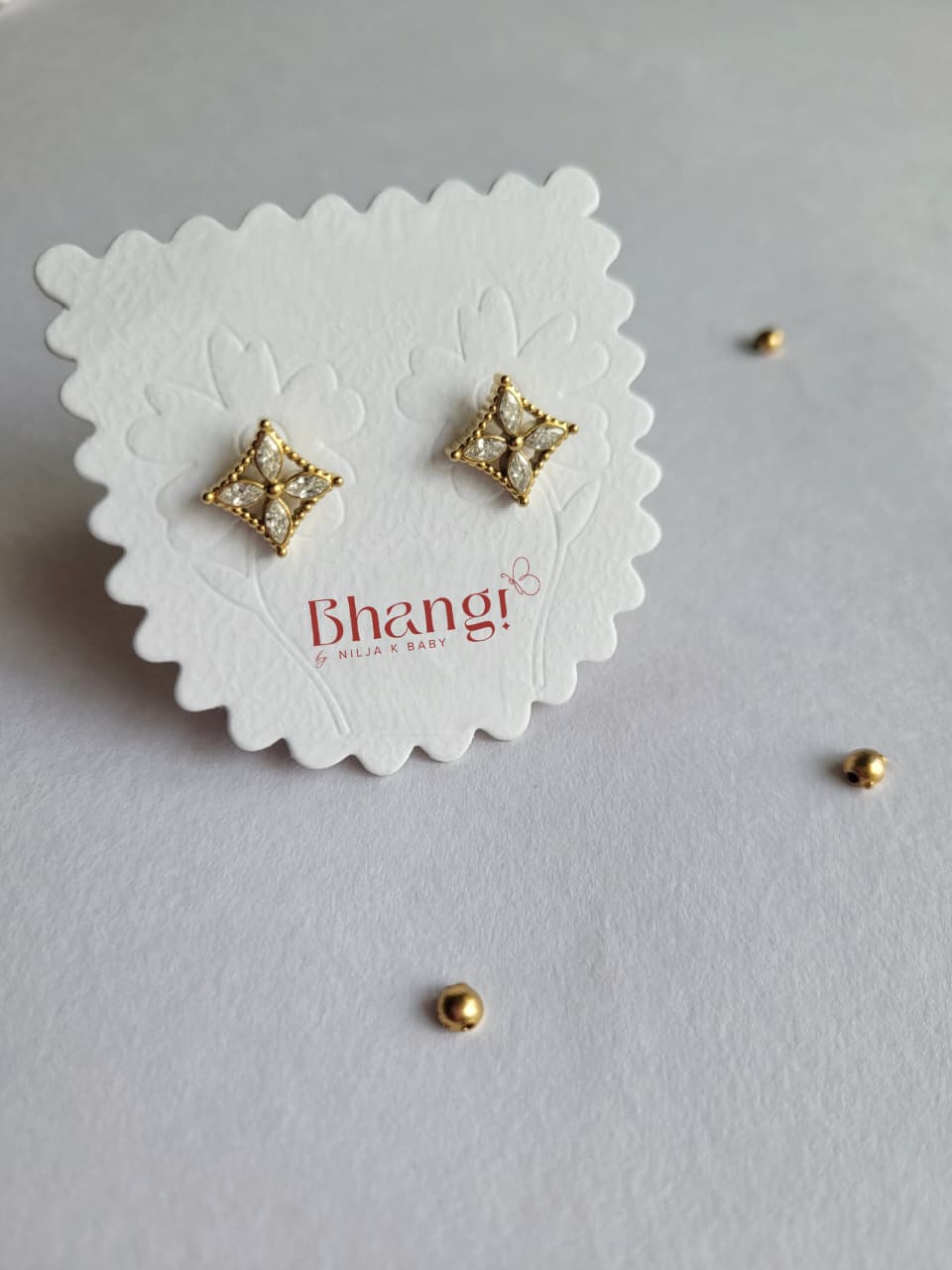 Golden Marquise Bloom Stud Earrings
