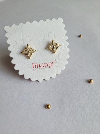 Golden Marquise Bloom Stud Earrings
