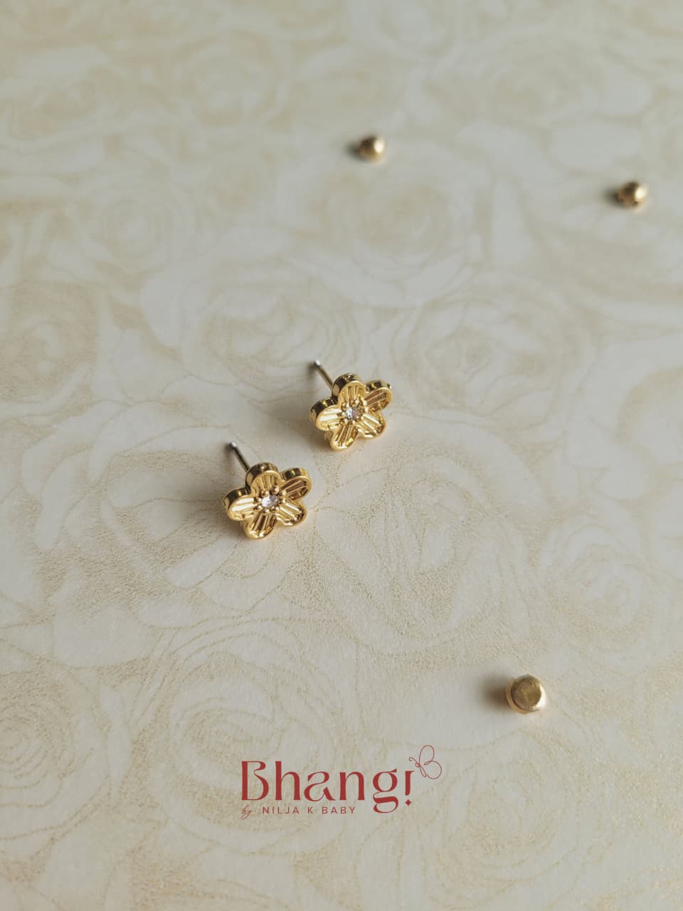 Golden Daisy Crystal Stud Earrings