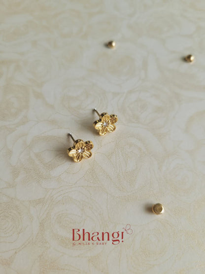 Golden Daisy Crystal Stud Earrings