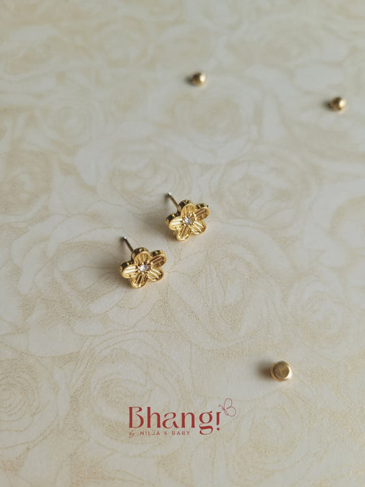 Golden Daisy Crystal Stud Earrings