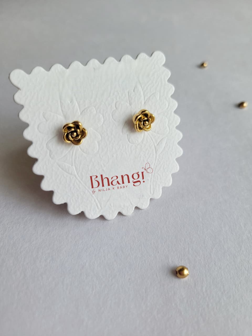 Golden Rose Bloom Stud Earrings