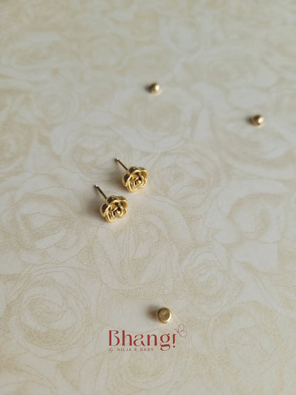 Golden Rose Bloom Stud Earrings