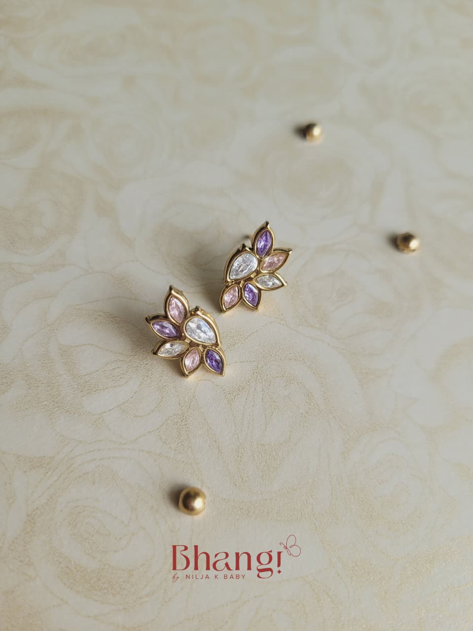 Lavender Petal Crystal Stud Earrings