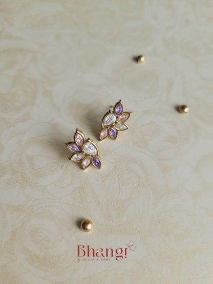 Lavender Petal Crystal Stud Earrings