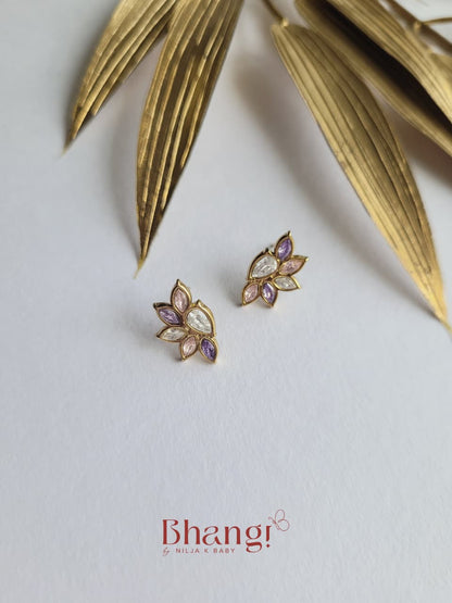 Lavender Petal Crystal Stud Earrings