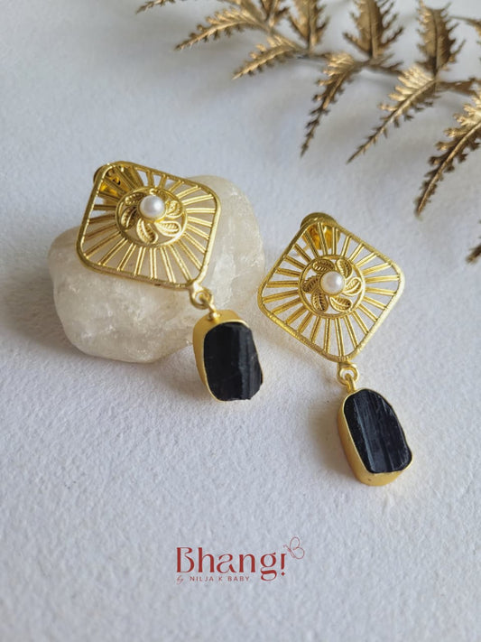 Noor Noir Pearl Statement Earrings