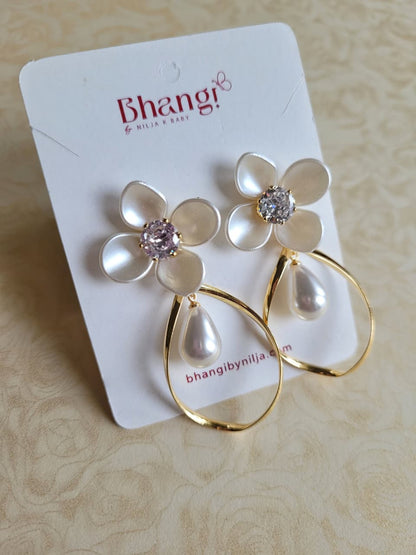 Celeste Pearl Bloom Statement Earrings