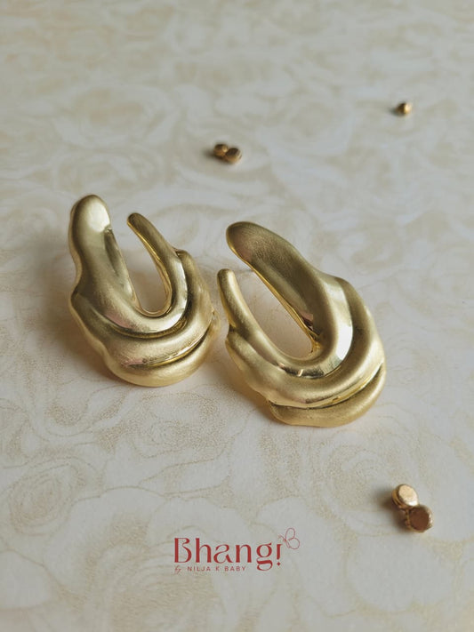 Sculpted Aura Gold Statement Earrings
