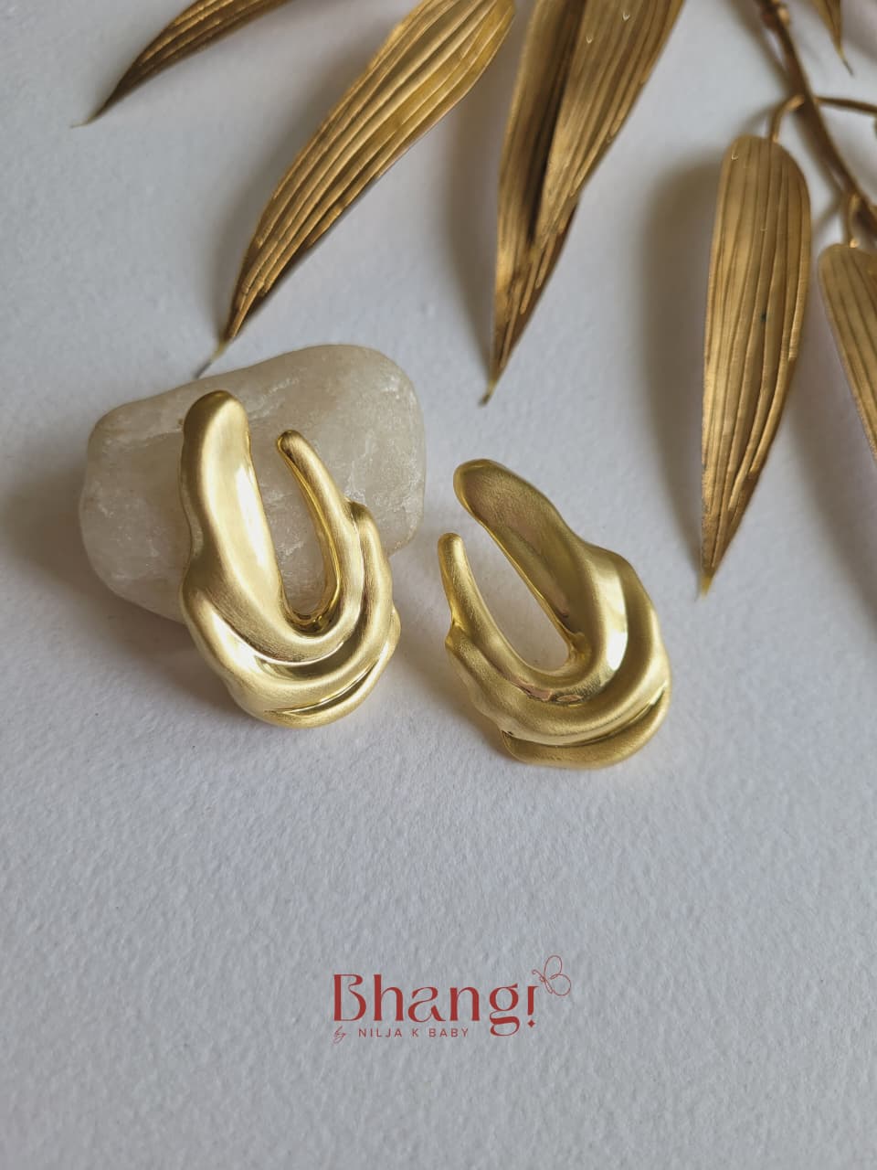 Sculpted Aura Gold Statement Earrings