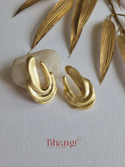 Sculpted Aura Gold Statement Earrings