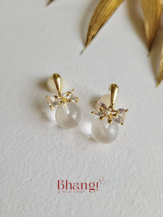 Celeste Bow Pearl Drop Earrings