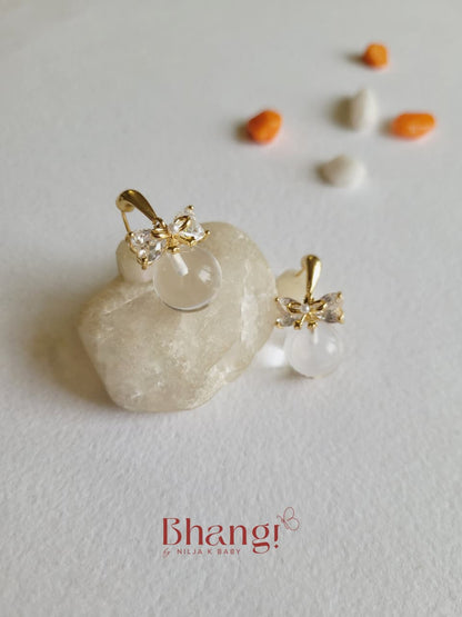 Celeste Bow Pearl Drop Earrings