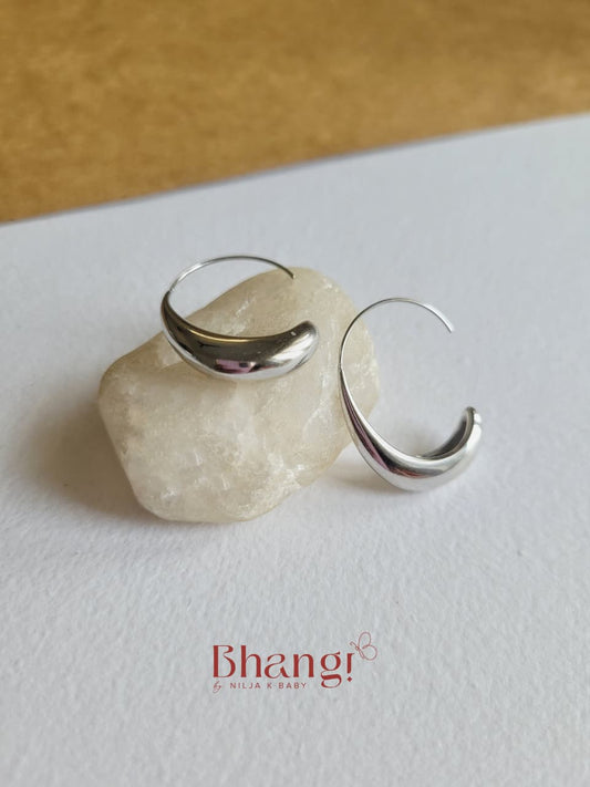 Luna Sculpted Silver Hoop Earrings