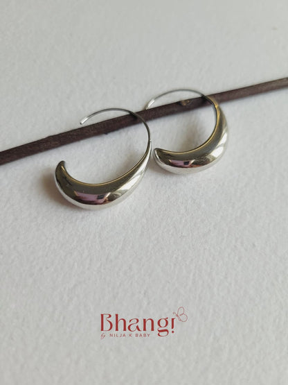 Luna Sculpted Silver Hoop Earrings